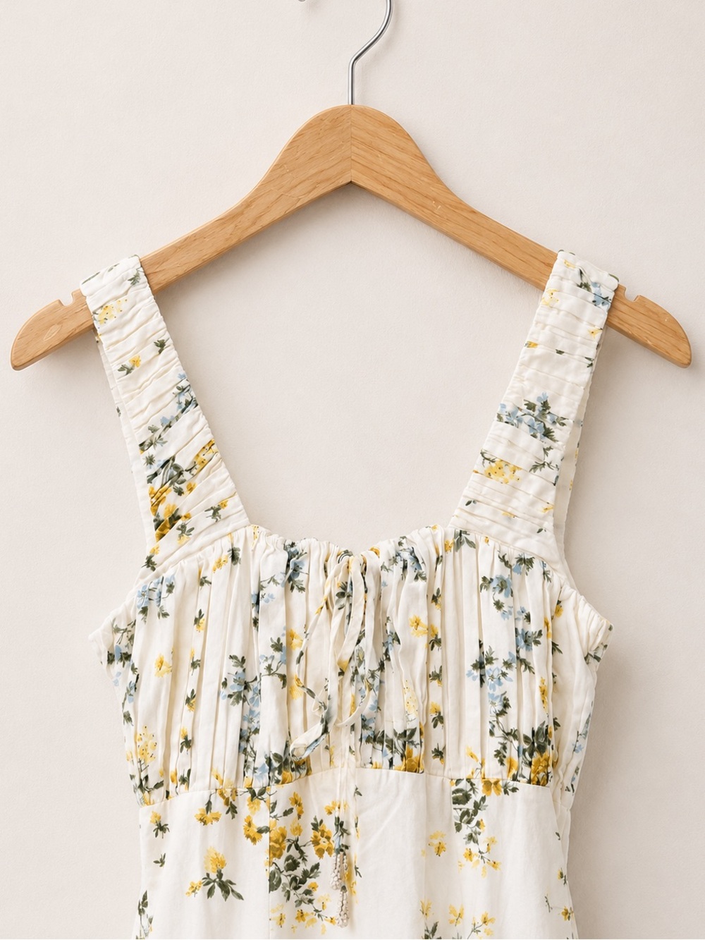 Caroline Constas Floral Boho Maxi Dress Ivory Yellow Cottagecore Smocked Bodice - Picture 9 of 15